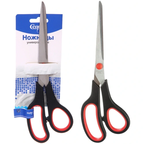 Ножницы универсальные бытовые "ИДЕЯДОМА", цвет черный, 23.7см (блистер Селфи)✦