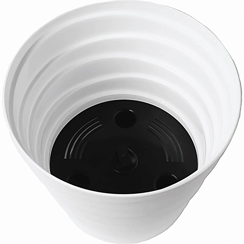 Кашпо для цветов пластиковое 0,9л d-13,2см Бархан Белый_3