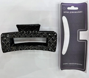 Заколка - краб для волос "AKS - MANTANA", микс 6 цветов, прямоугольник,10,5*3,5см 