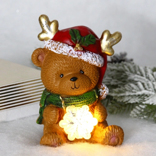 Фигурка новогодняя "Мишка со снежинкой" 11,5*11*15,5 см