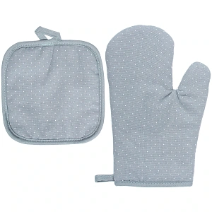 Прихватка в наборе с прихваткой-варежкой "IDEAL", цвет голубой, 25,5*17 см, 17*17 см