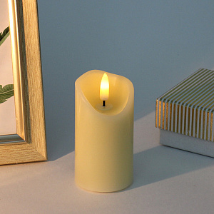 Сувенир с подсветкой "Свеча восковая - Искра" 5,3*10 см - облита воском (работает от батареек 2 АА)