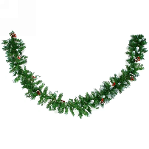 Гирлянда хвойная PVC+шишки+ягоды 2,7 м (220 веток)_9