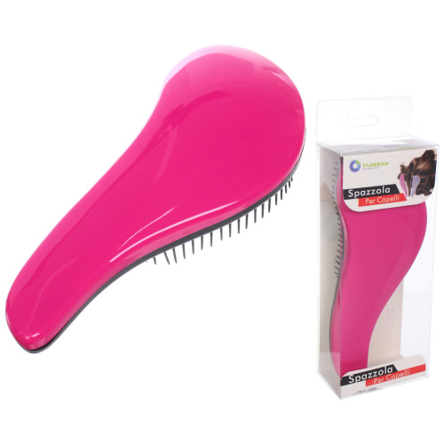 Расческа массажная "Компактная-капля", цвет фуксия, в коробке, 18см