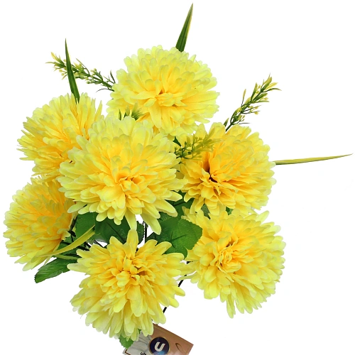 Искусственные цветы Цветочная мелодия Хризантемы 40см 7 цветков желтые_4