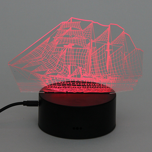 Светильник ночник 3D-Корабль на пластиковой подставке, с включателем USB_5