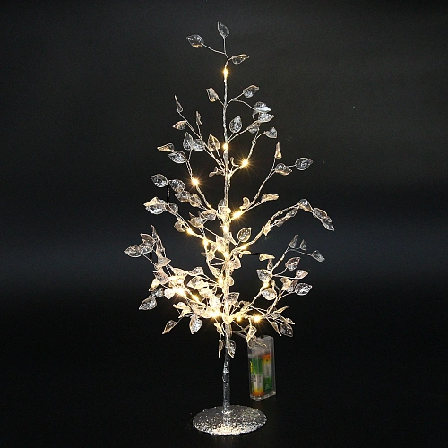 Дерево декоративное "Зимнее чудо" 50 cм, (с подсветкой на батарейках 2хАА), Серебро