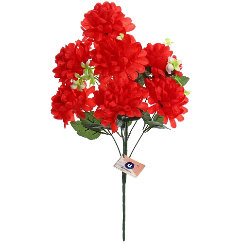Искусственные цветы Цветочная мелодия Хризантемы 49см 7 цветков красные_3