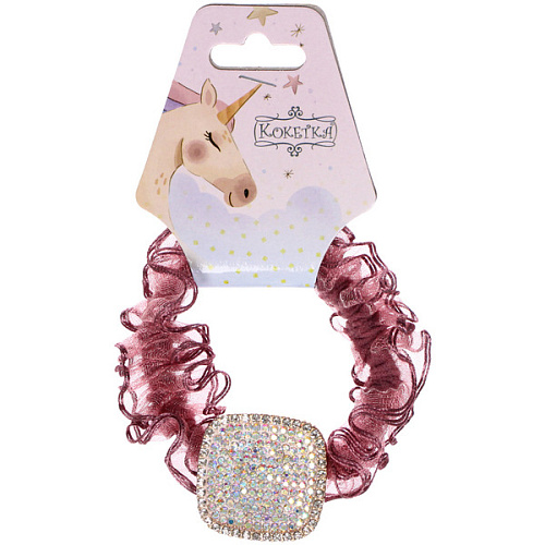 Резинка для волос 1шт ЕЖЕВИКА, квадрат, микс 5 цветов, d-5см (подвес Единорог)_5