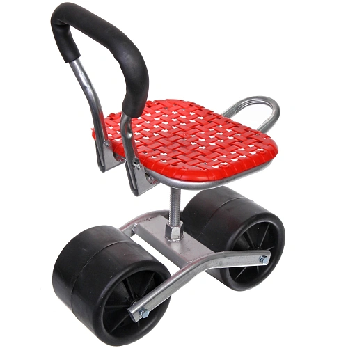 Стул садовый на колесах для прополки и работы в саду 354714см с поворотным механизмом(360°) складная спинка, цвет красный_5