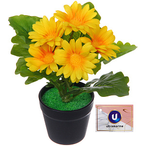 Цветочная композиция "Поцелуй лета" Хризантема желтая 20см