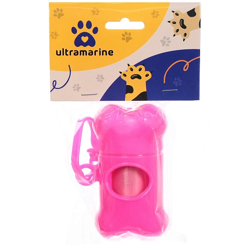Контейнер с пакетами для уборки за собакой с карабином, розовый цвет  Ultramarine_6