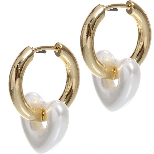 Серьги из гиппоалергенного металла со стразами ПАЛУМНА, сердечки, цвет золото и серебро, 2,5см_6