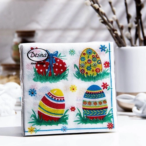 Салфетки бумажные 24*24 DESIGN Пасхальные яйца 1 сл., 40л