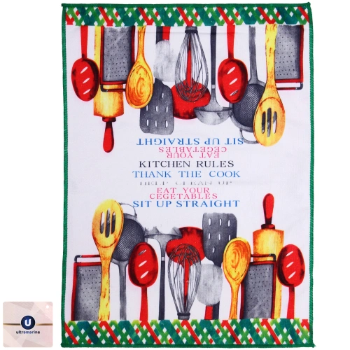 Полотенце кухонное "Kitchen - Посуда" 40*57 см, микрофибра 200 гр/м2