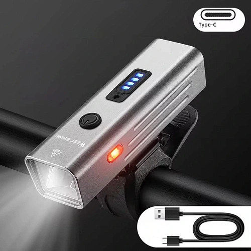 Фонарь велосипедный, передний West Biking YP0701416 Silver (аккум 1800 mAh, Tape-C)_3