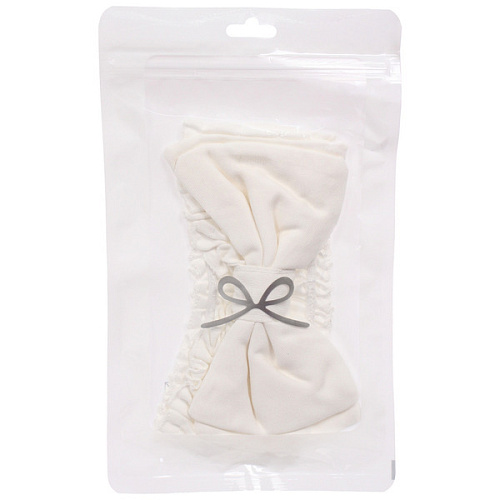 Повязка на голову косметическая ДАЙМОНД РУШ, бантик, цвет белый, пудровый, небесный и лиловый, 207см (ZIP пакет)_6