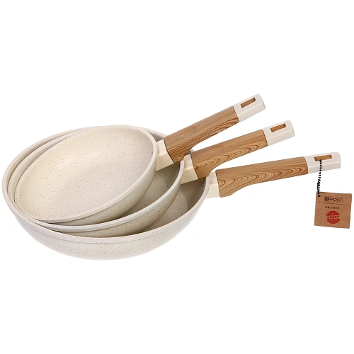 Сковорода BAROLY в наборе 3шт (20см, 24см,28см), индукция, бакелитовая ручка_6