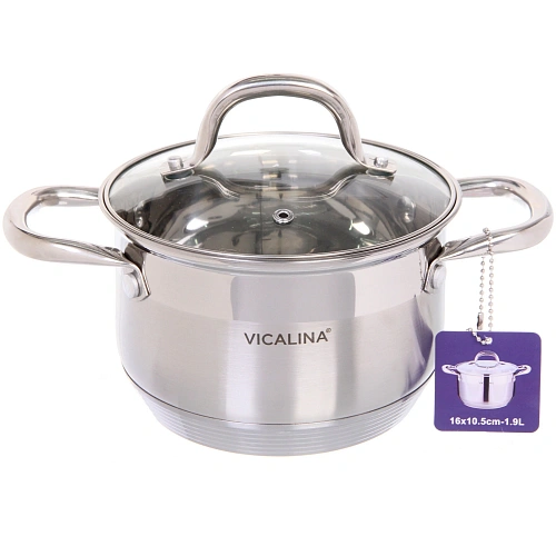 Кастрюля из нержавеющей стали VICALINA 1,9л, индукция, VL-1072
