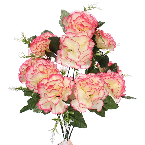 Искусственные цветы Цветочная мелодия Гвоздики 50см 10 цветков молочные_4