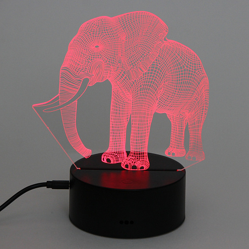 Светильник ночник 3D-Мамонт на пластиковой подставке, с включателем USB_5