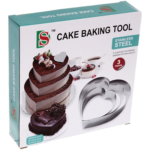 Форма для выпечки  в наборе 3шт Сердце (204,5см, 154,5см, 104,5см)_3