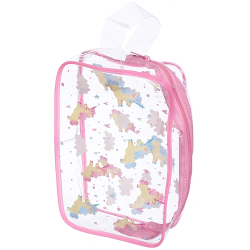 Косметичка прозрачная MALINKA SHOP, единорожки, цвет окантовки розовый, 20126см_4