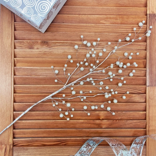 Ветка декоративная "Блеск" 80 см, Серебро