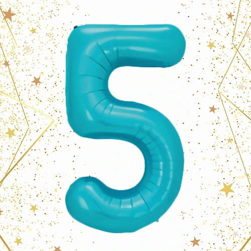 Шар фольгированный 32'81см Цифра 5 (голубой)_2