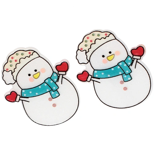 Зажимы для волос детские 2шт БИСКВИТ, Снеговик, 5см_4