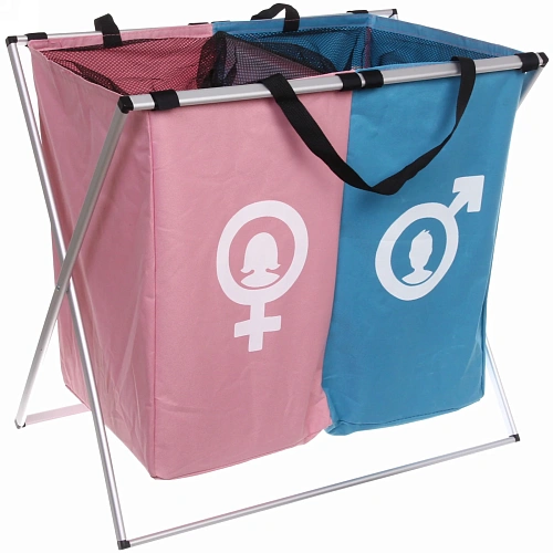 Корзина для белья двойная складная Мужское, Женское 59*39*56 см