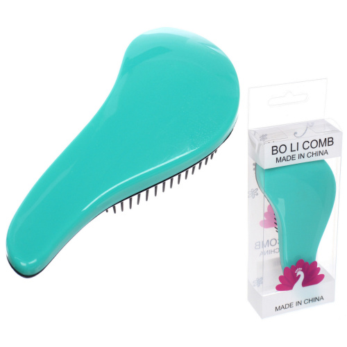 Расческа массажная "Компактная-капля", цвет мятный, в коробке, 15см