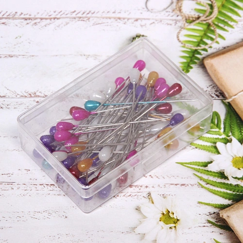 Булавки портновские 50шт Капельки цветные_3