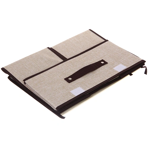 Короб - органайзер складной стеллажный для хранения вещей ДОМания, цвет бежевый, два отделения, 362516см (лейбл)_6