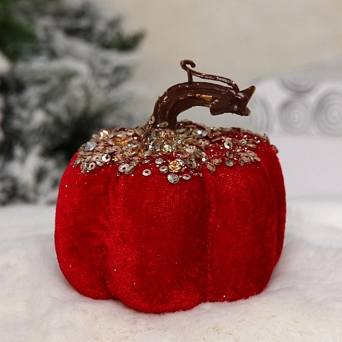 Фигурка новогодняя "Блестящая тыква" 9*9*10 см, Бордовый