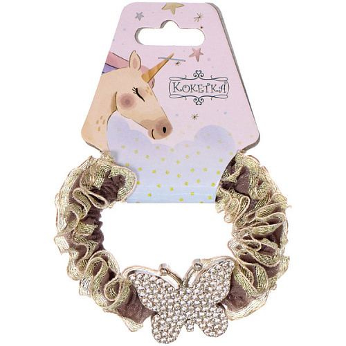 Резинка для волос 1шт МАЛЬТА, бабочка, микс 5 цветов, d-5см (подвес Единорог)_4