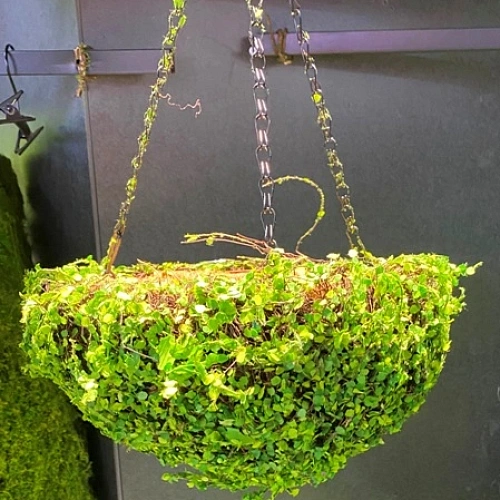 Кашпо для цветов "Сфагнум" с кокосовым волокном, подвесное d=20см, листики
