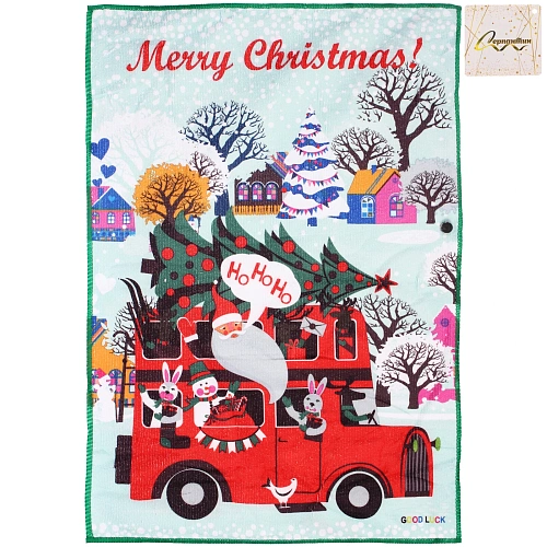 Полотенце кухонное "SPARKLE - Новогоднее веселье" 40*58 см, микрофибра 210 гр/м2