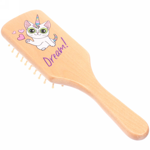 Расческа массажная детская "Baby brush" Котенок, цвет корич, 22*6,5см