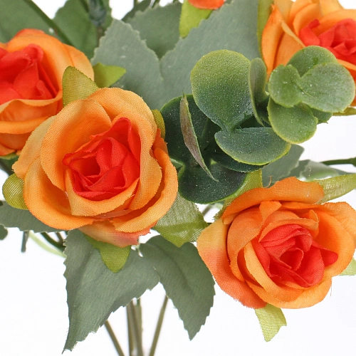 Искусственные цветы Волшебство лета 30см Розочки 10 цветков оранжевые_5