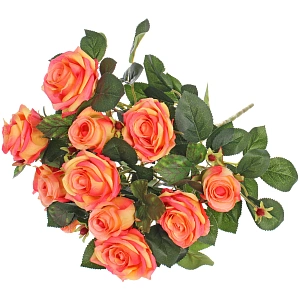 Искусственные цветы "Розовая фантазия" 48см 13 цветков оранжевые