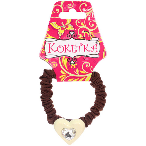 Резинка для волос 1шт Франка, цвет коричневый, серце микс, d-5,5см_3