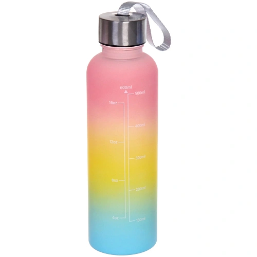 Бутылка питьевая пластиковая 600мл Градиент, микс цветов_7