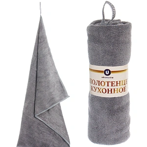 Полотенце кухонное "UNICO", 34*72 см, цвет графит, микрофибра 300 гр/м2