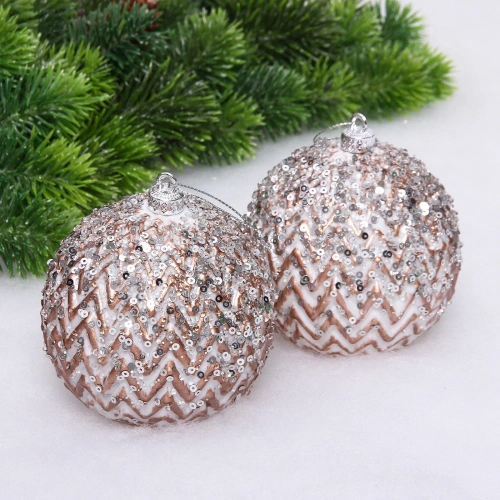 Новогодние шары VERSAILLES "Кассиопея" 10 см (набор 2 шт), Розовый