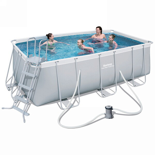Бассейн каркасный Rectangular Frame прямоугольный 412201122 см + 2 аксессуара Bestway (56456)_2