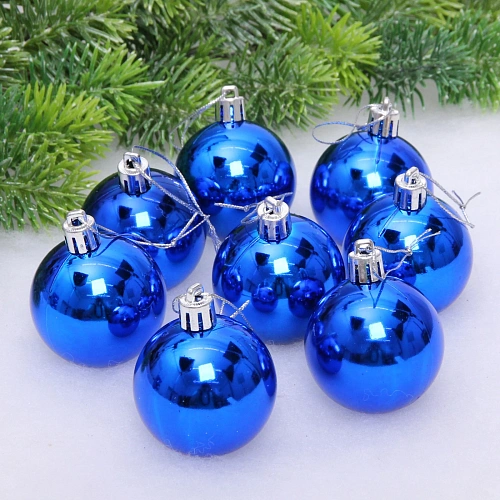 Новогодние шары 5 см (набор 24 шт) "Глянец", синий
