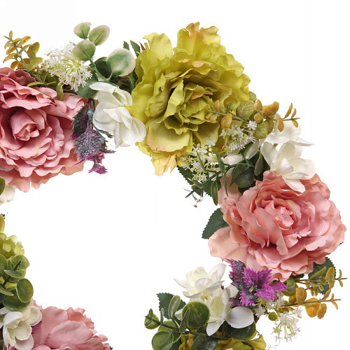 Искусственный цветы венок Фантазия 42см цвет нежно-белый_3