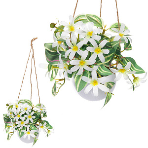 Цветочная композиция "Верона" 16см подвесная в горшке, белые цветы