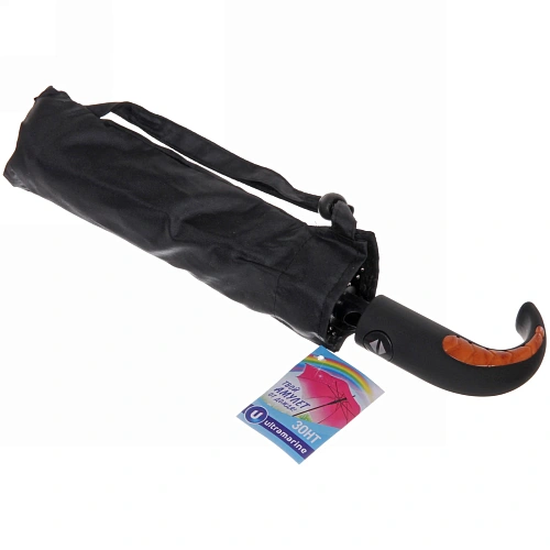 Зонт мужской автомат Ультрамарин - Эстет цвет черный, 8 спиц, d-108см,длина в слож виде 30см_9